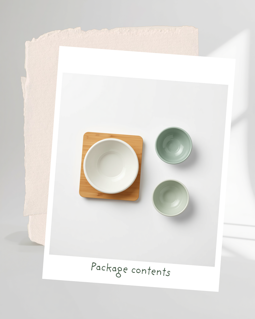 Continut pachet set boluri ceramice cu suport bambus