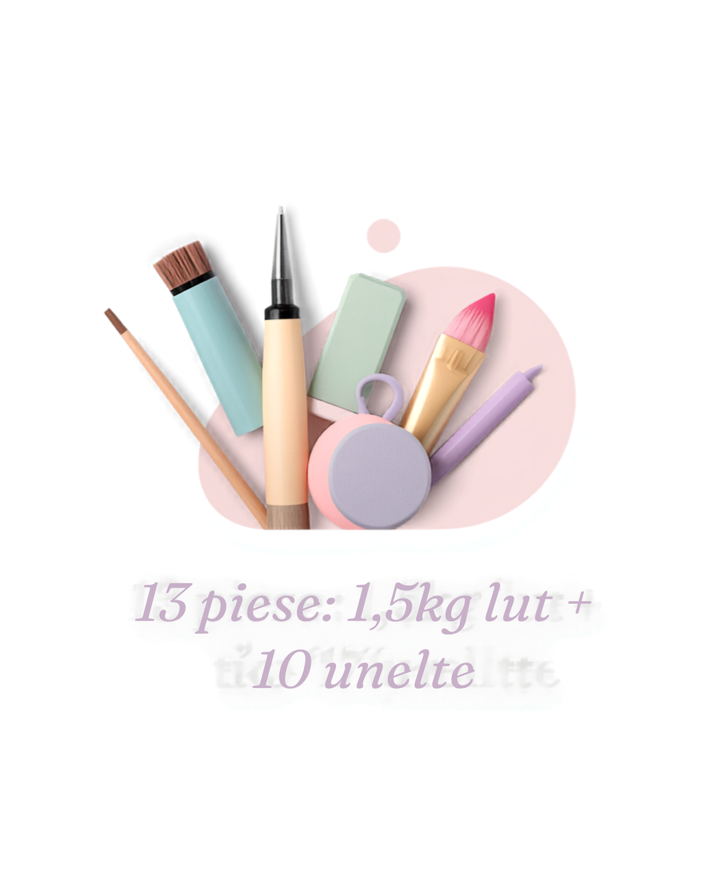 Set modelaj - 13 piese: 1.5kg lut plus 10 unelte
