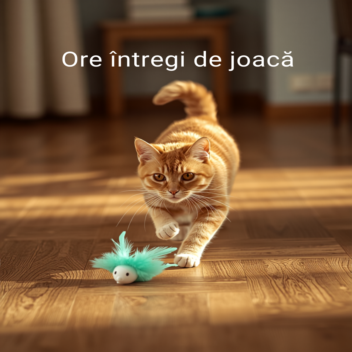 Pisică jucându-se cu șoricelul electric