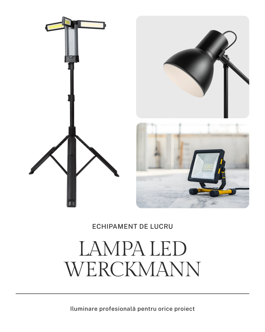 Lampa de Lucru LED Werckmann 1000lm cu trepied - imagine principala