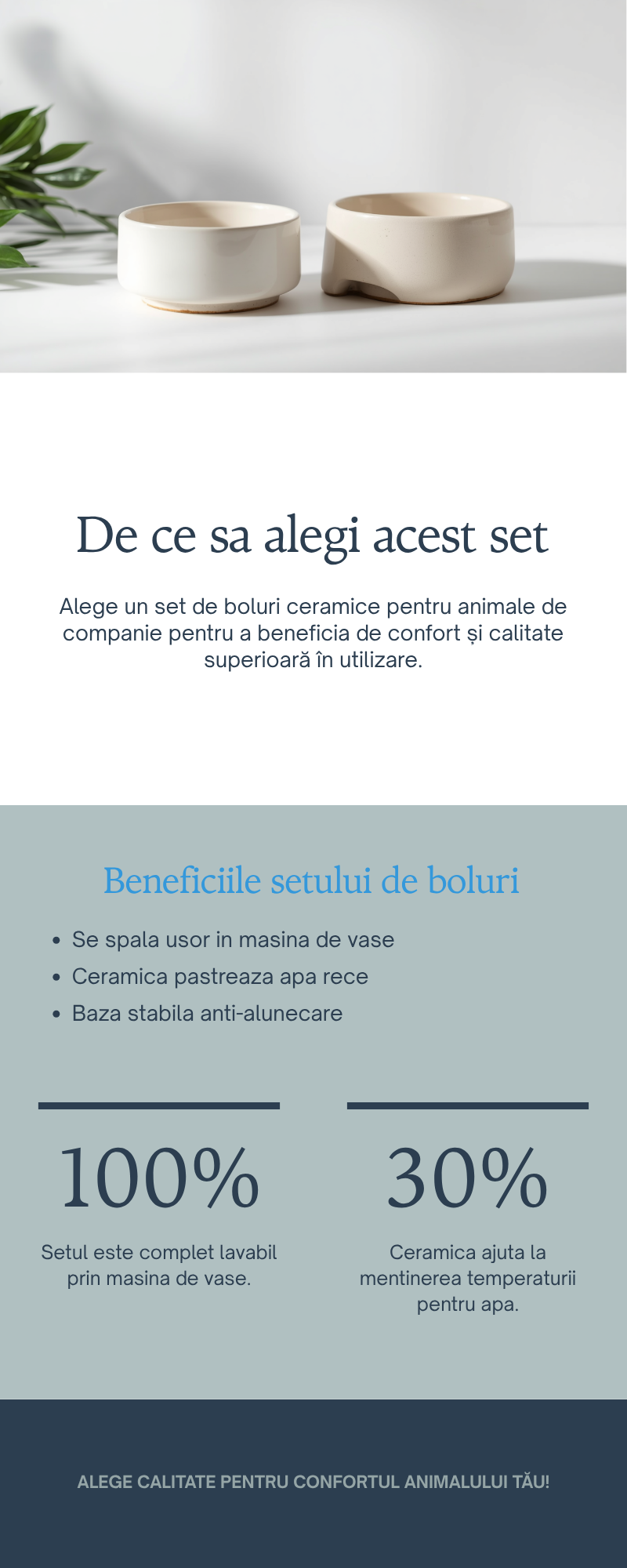 Beneficii set boluri ceramice - usor de curatat, stabil