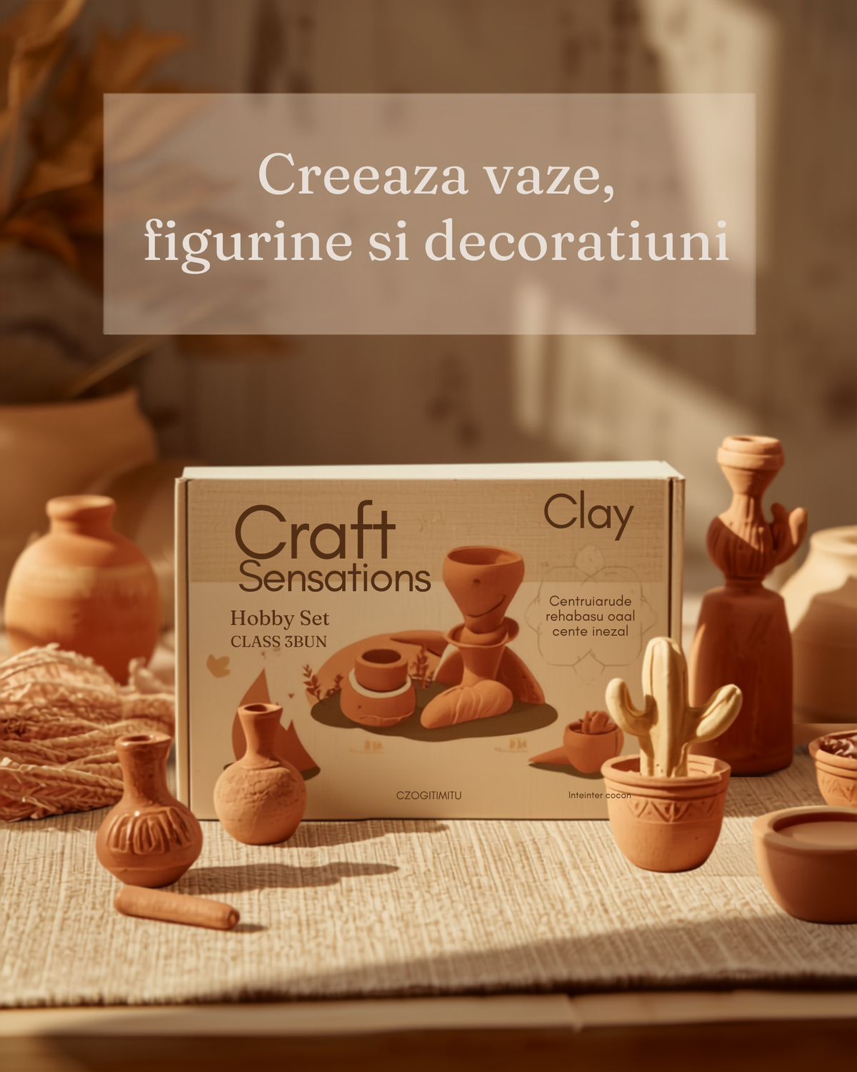Set modelaj lut - creeaza vaze, figurine si decoratiuni