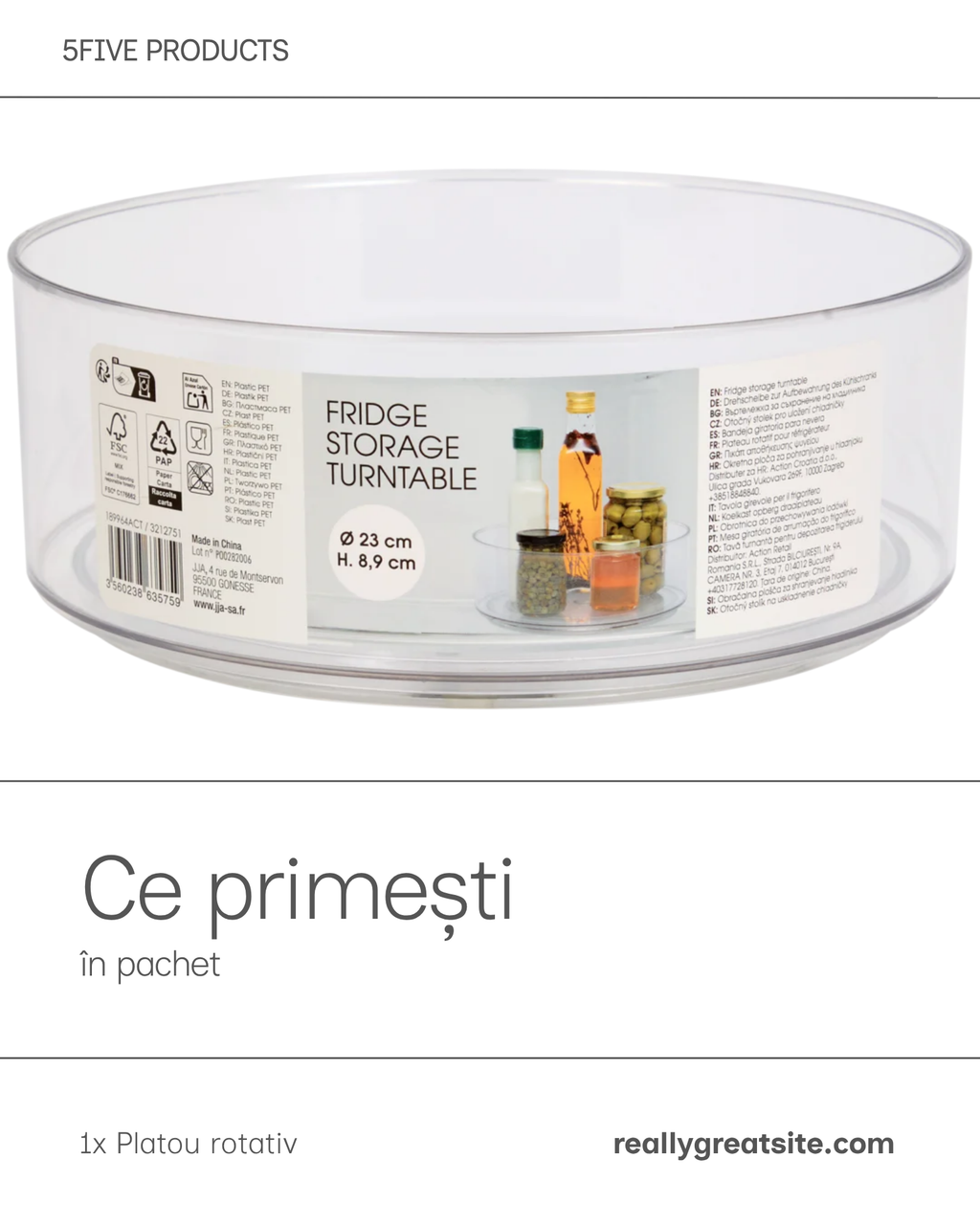 Continut pachet platou rotativ 5Five 23cm