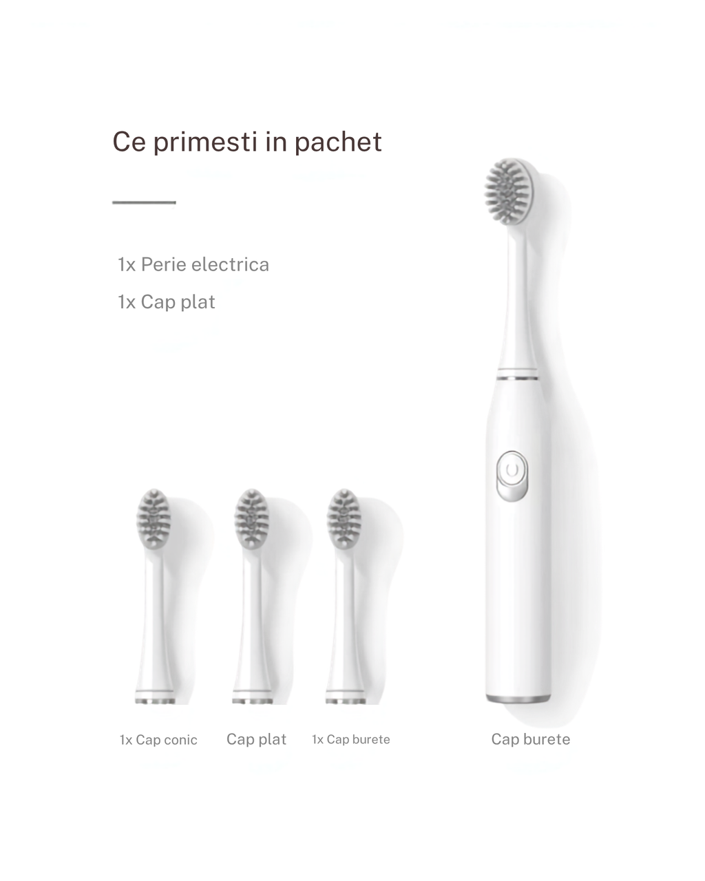 Continut pachet CleanRite 3 in 1 - perie plus 3 capete
