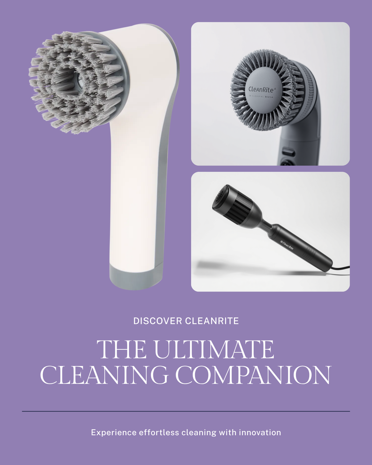 Perie electrica de curatenie CleanRite 3 in 1 pe fundal alb