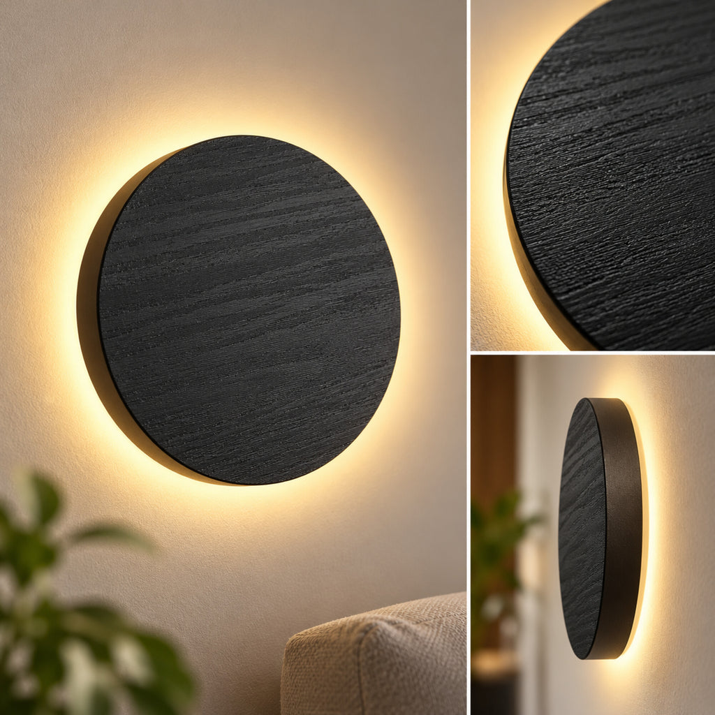Lampă de perete reîncărcabilă Ø 18 cm, finisaj Negru