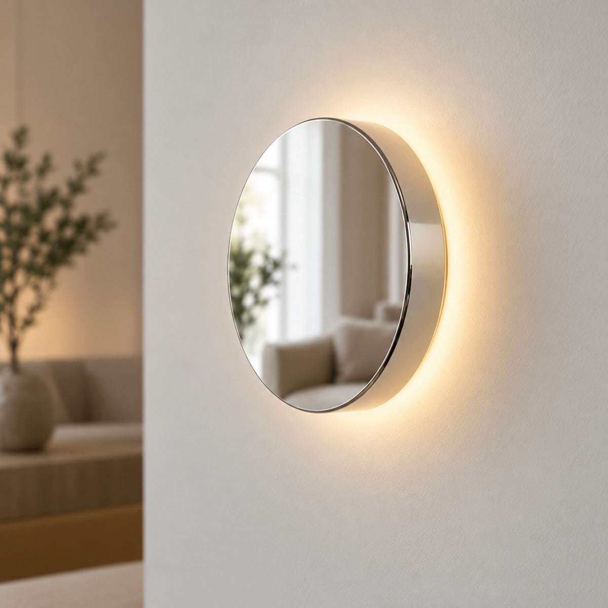 Lampă de perete reîncărcabilă Ø 18 cm, finisaj Oglindă