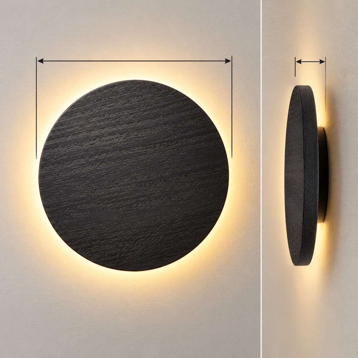 Lampă de perete reîncărcabilă Ø 18 cm, finisaj Negru
