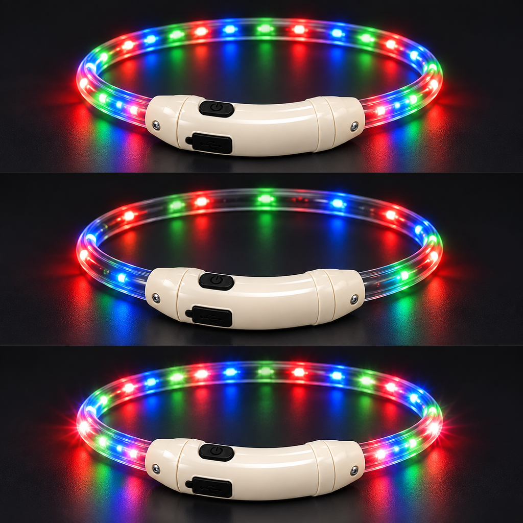 Moduri de iluminare ale zgărzii LED pentru câini