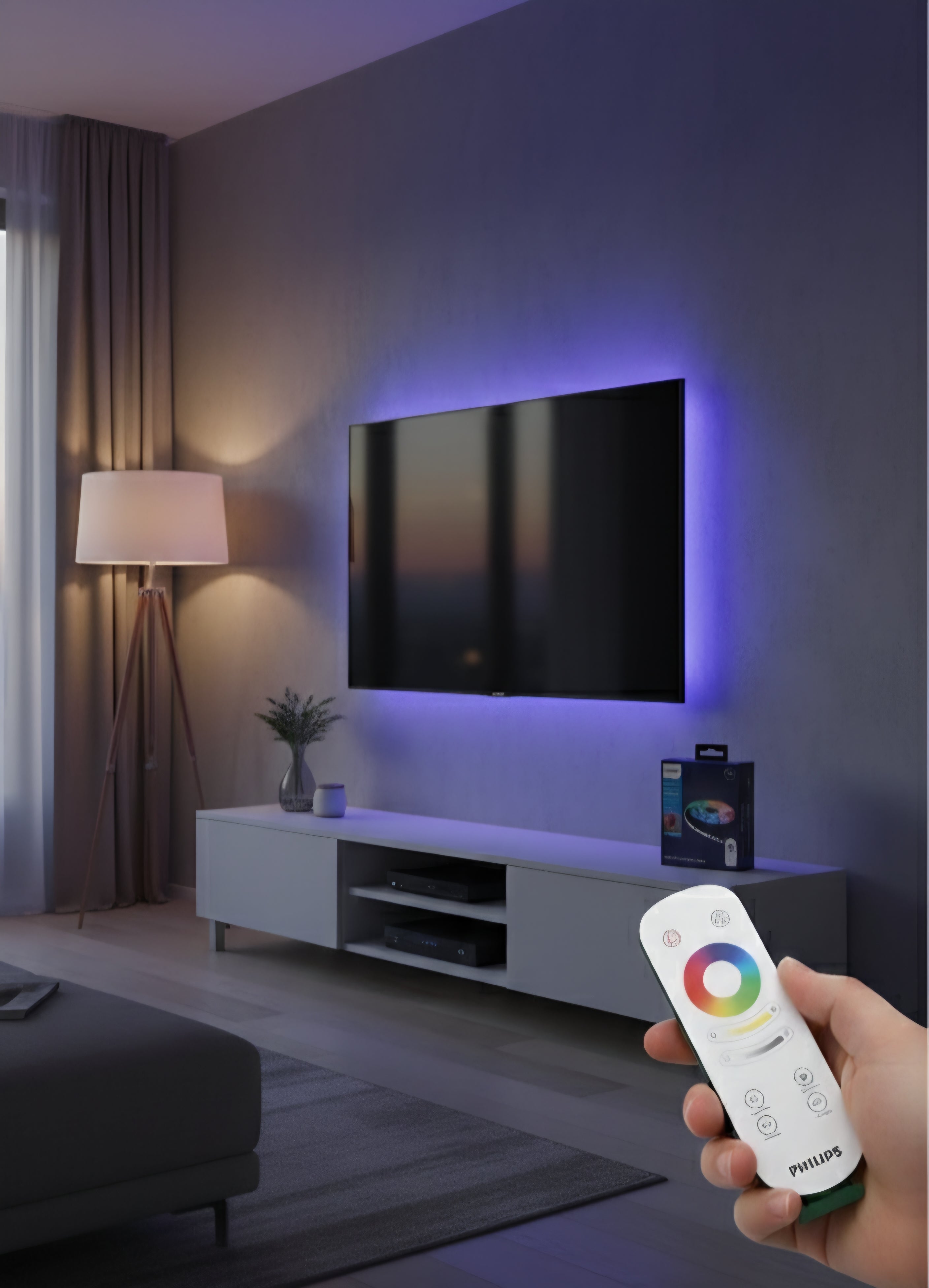 Bandă LED Philips RGB 5m, 24W, 1500 lm, telecomandă, 256 culori, iluminare ambientală