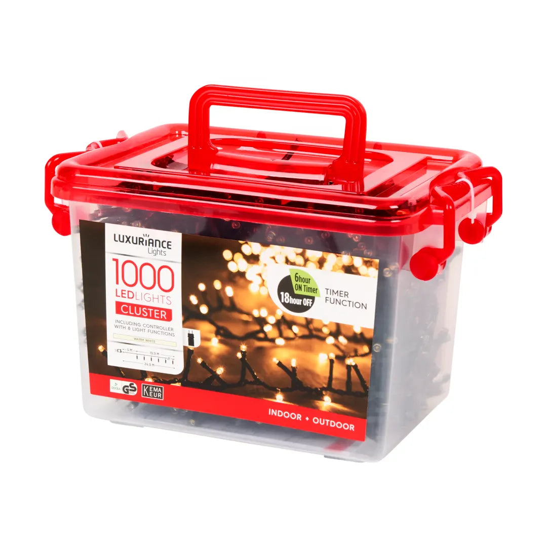 Cluster de lumini Crăciun 1000 LED, 20 m, alb cald