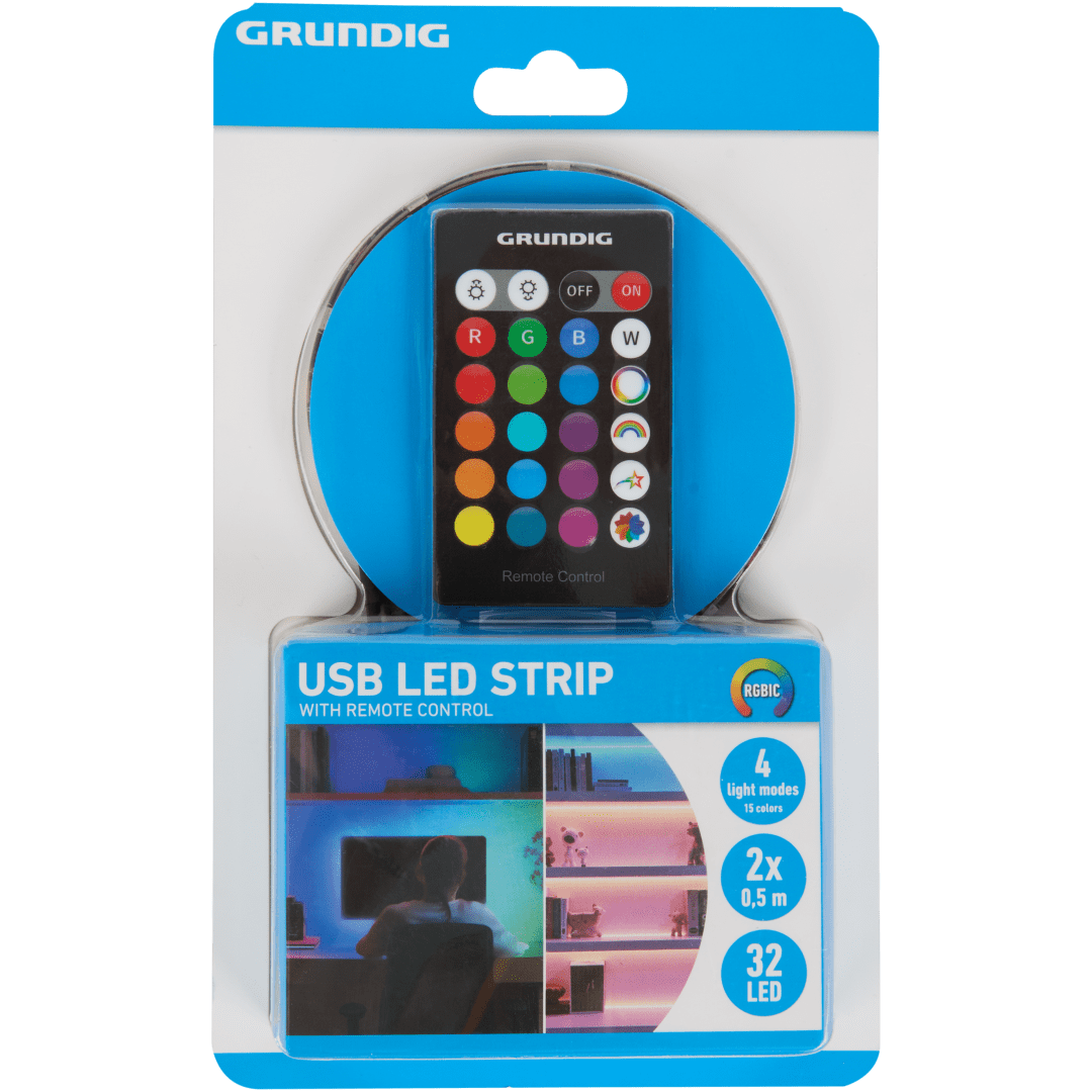 Bandă LED Grundig 2 x 50 cm multicolor cu telecomandă