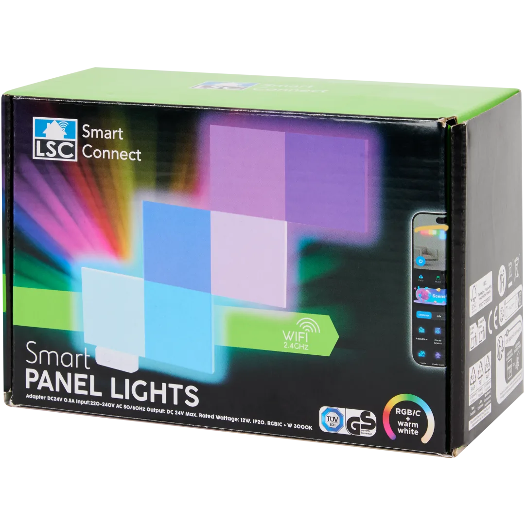 Panouri LED inteligente LSC Smart Connect RGBIC - aprinse pe perete