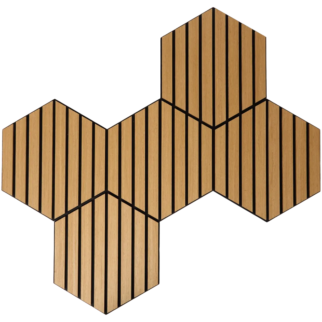 Panouri decorative hexagonale din lemn FSC set 5 bucati 26x30 cm