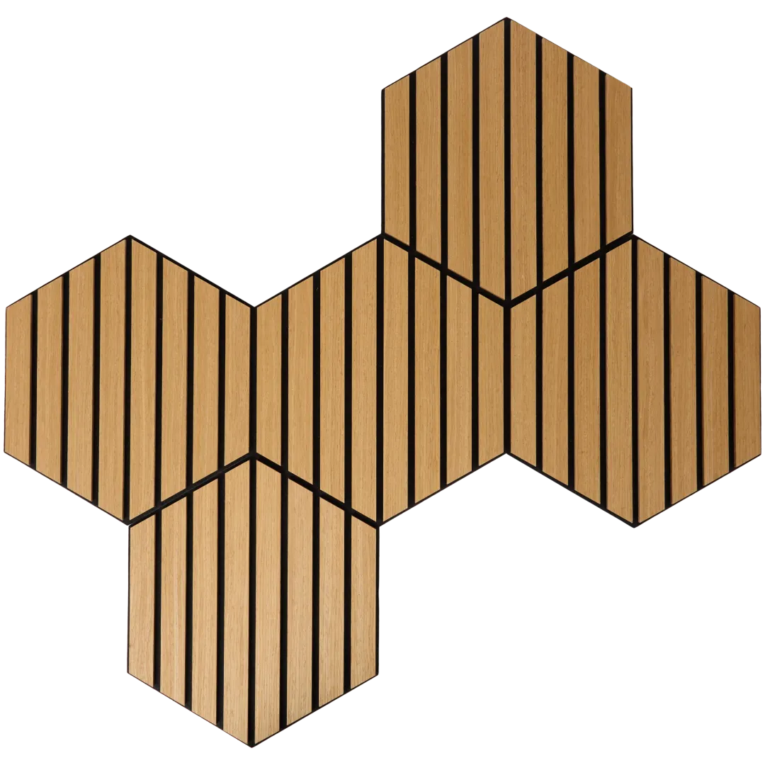 Panouri decorative hexagonale din lemn FSC set 5 bucati 26x30 cm