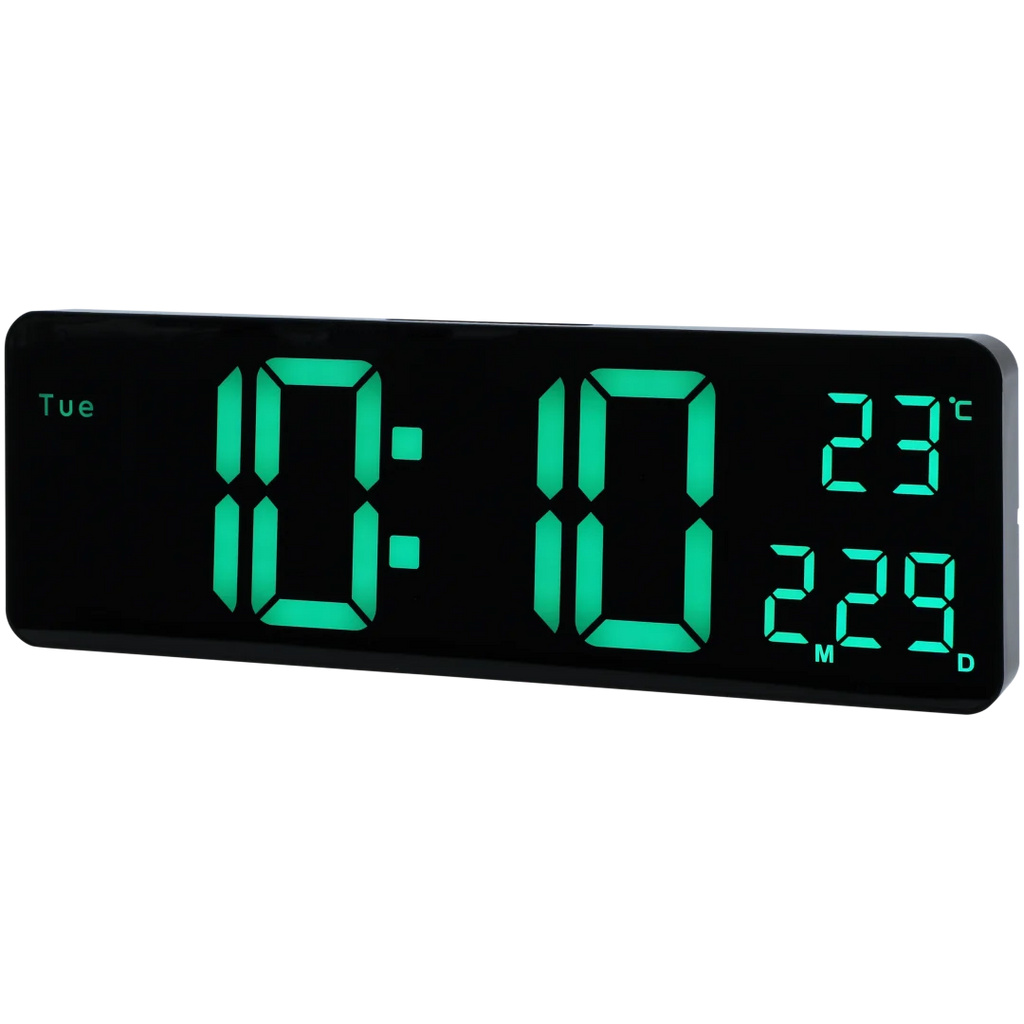 Ceas de perete digital LED RGB 39 cm cu oră, dată și temperatură
