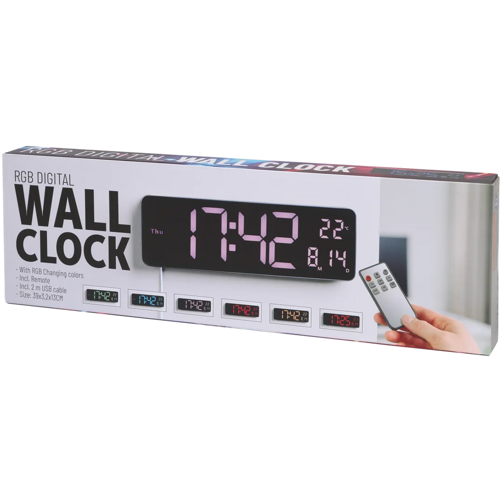Ceas de perete LED RGB 39x13 cm – ambalaj