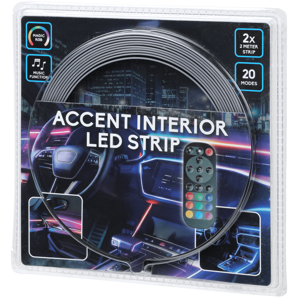 Bandă LED RGB pentru bord auto 2 x 2 m cu telecomandă
