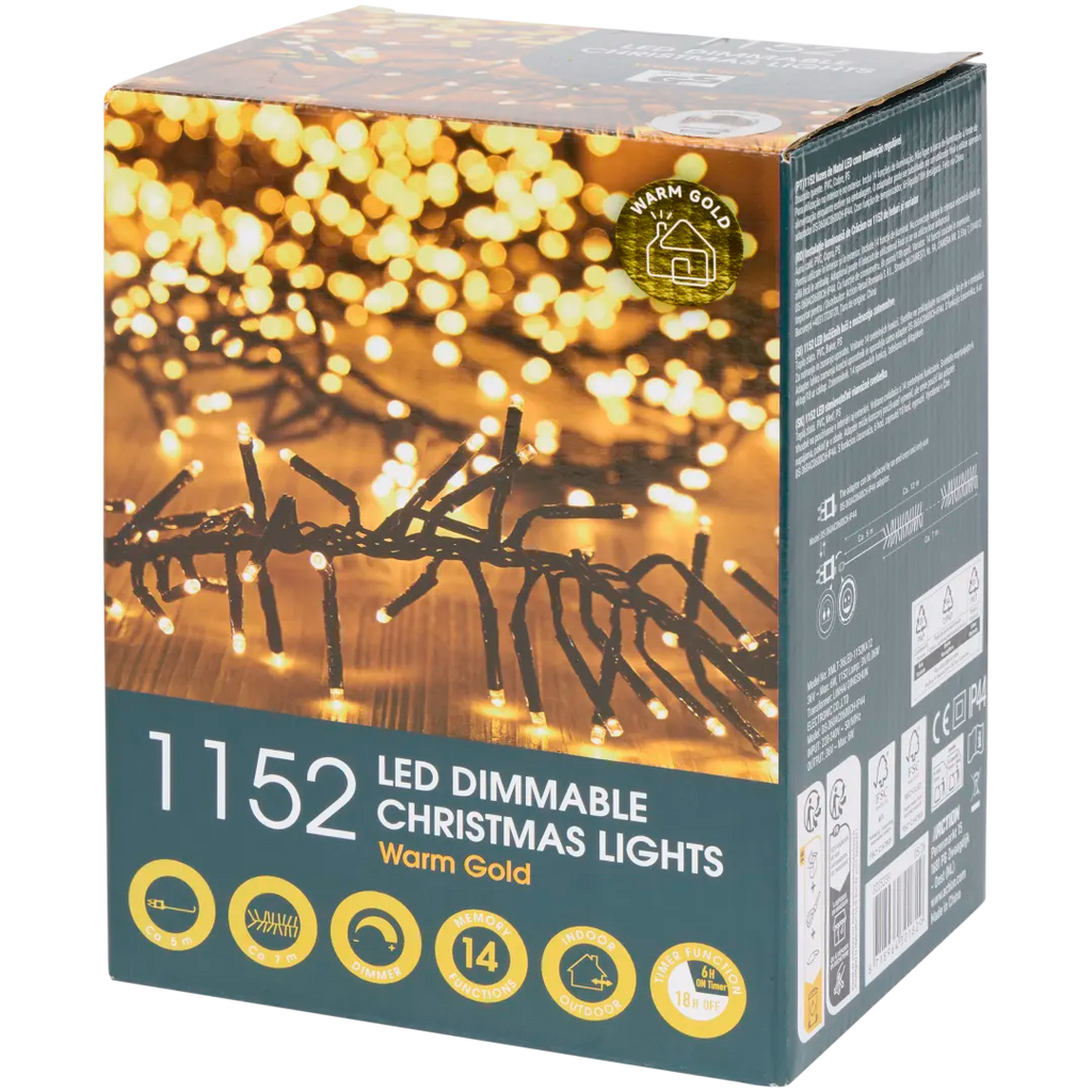 Ghirlandă luminoasă Crăciun 1152 LED, 12 m, alb cald