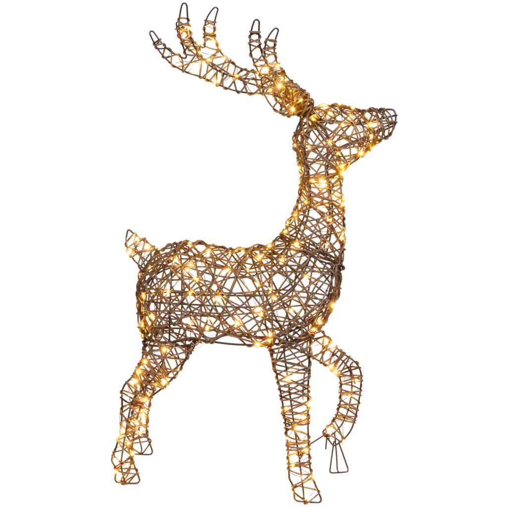 Ren decorativ cu 240 LED aurii, împletit, Crăciun