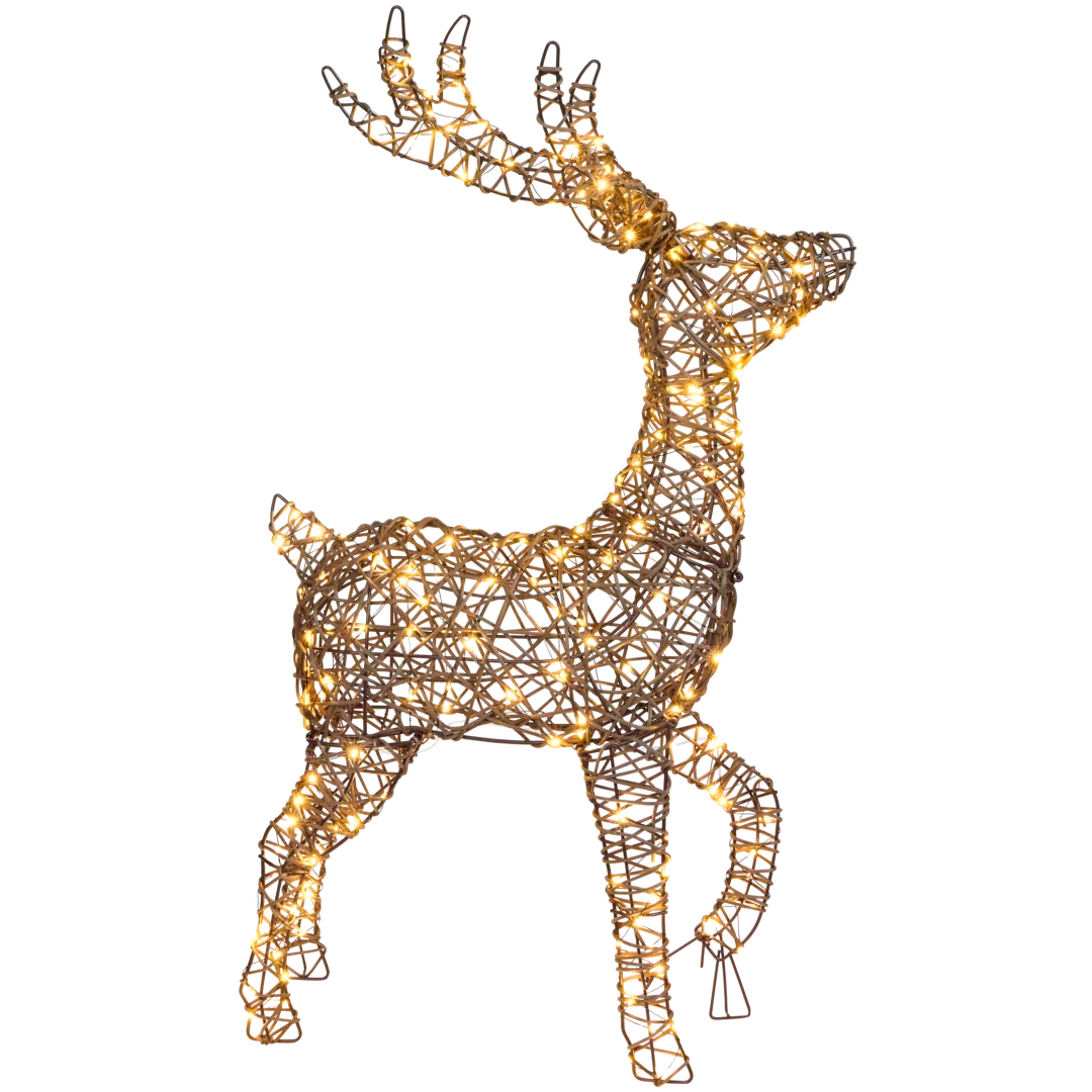 Ren decorativ cu 240 LED aurii, împletit, Crăciun