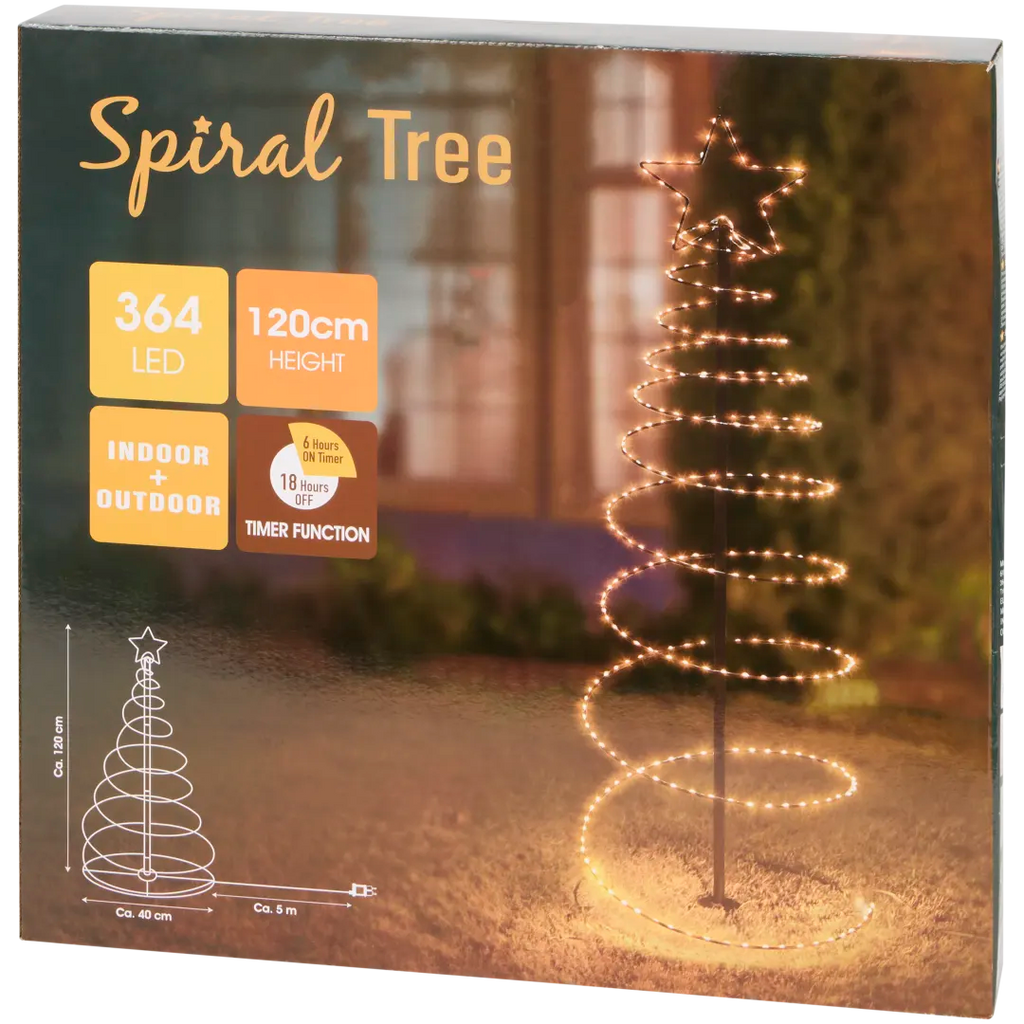 Brad de Crăciun spiral 364 LED alb cald 120 cm