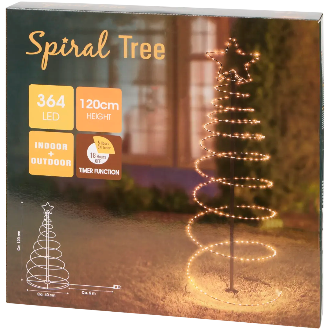 Brad de Crăciun spiral 364 LED alb cald 120 cm