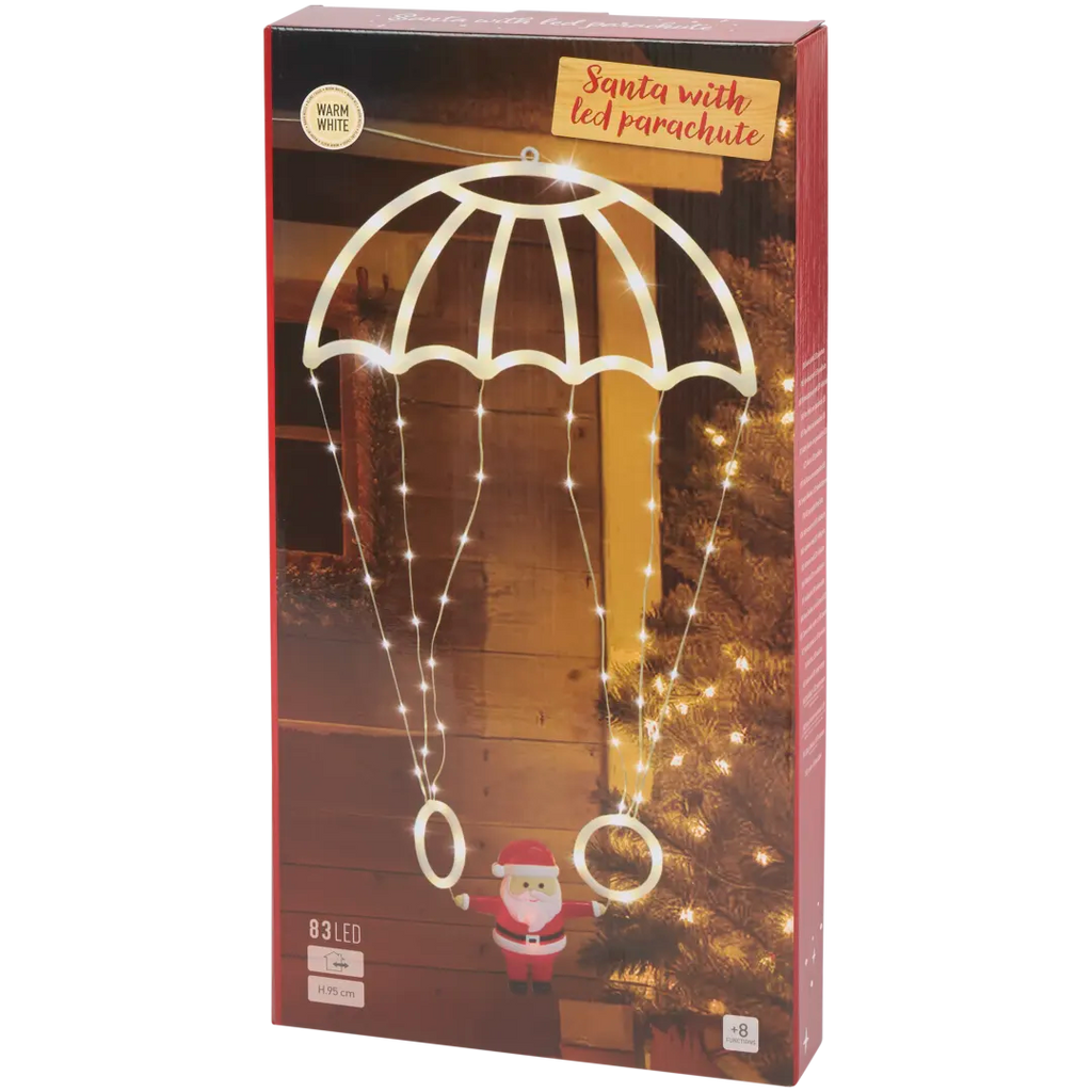 Moș Crăciun cu parașută LED - varianta multicolor