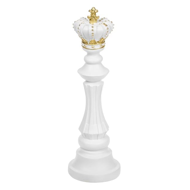 Piesă șah decorativă Rege alb cu detalii aurii