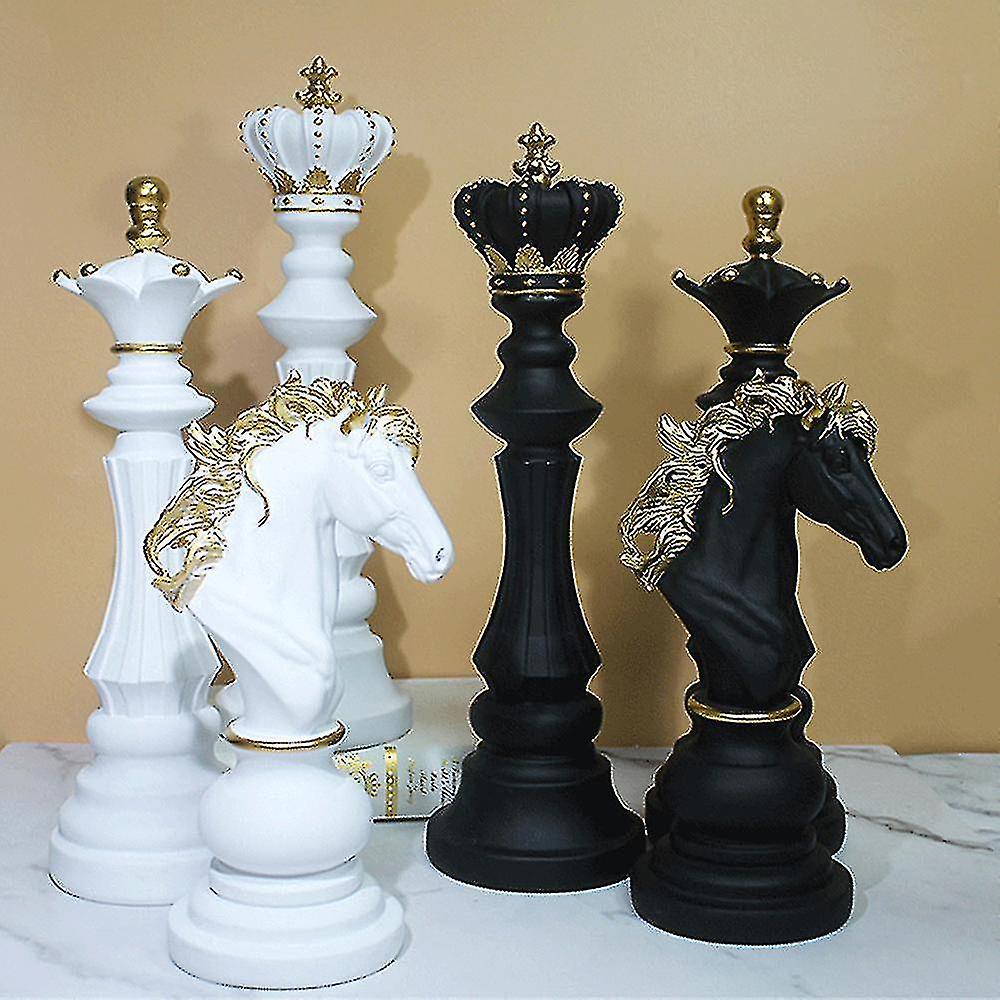 Set 3 piese șah decorative alb cu auriu