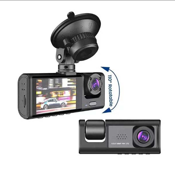 Camera Video de Bord Auto S-Eye 1080P HD cu 3 Camere, Senzor G, Night Vision, Monitorizare Parcare 24H