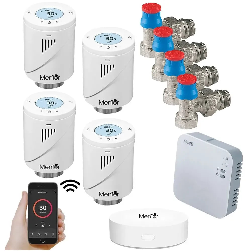 Kit termoficare smart WiFi 4 calorifere cu robinete Giacomini KTW4411G