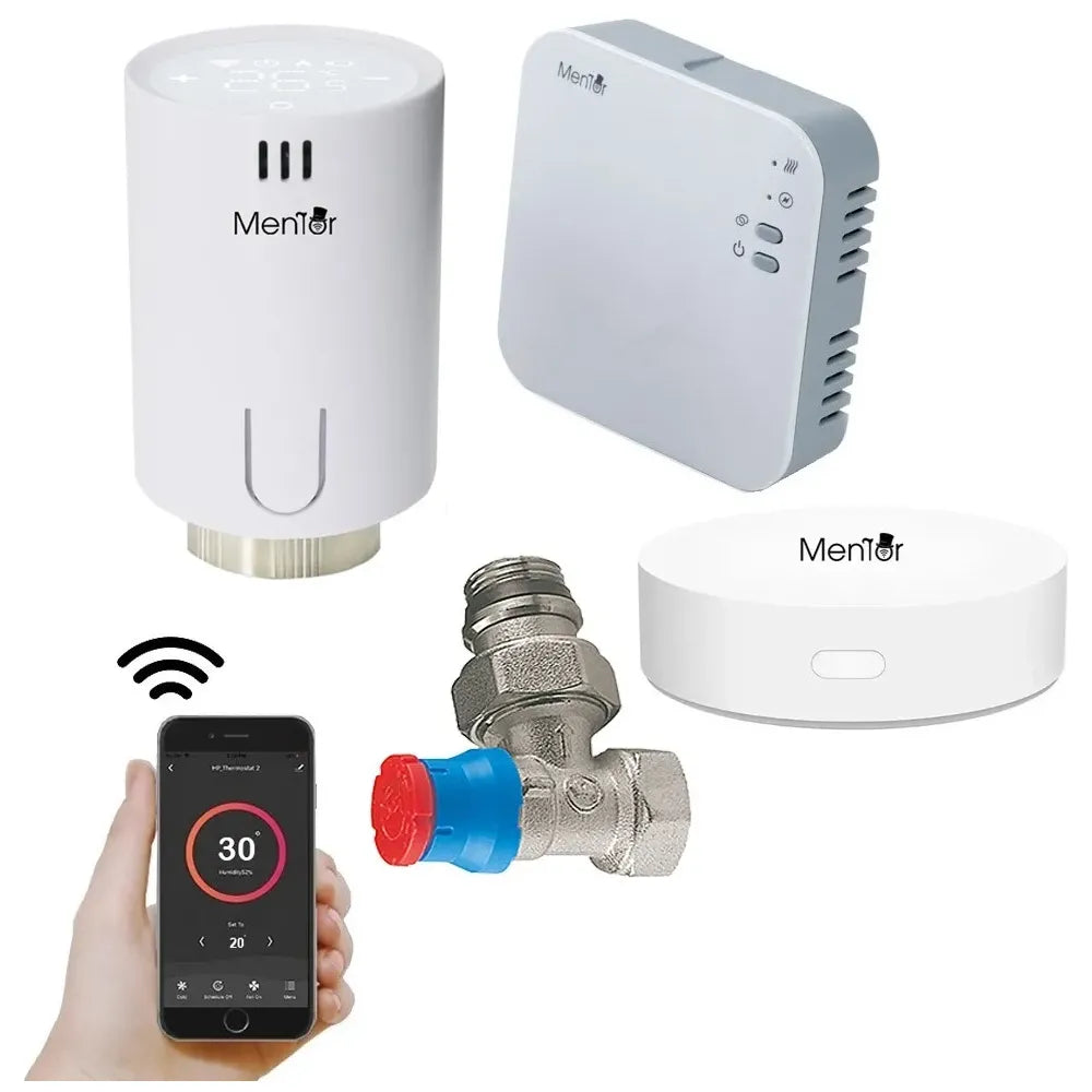 Kit termoficare smart WiFi cu termostat calorifer si robinet Giacomini KTWT1111G