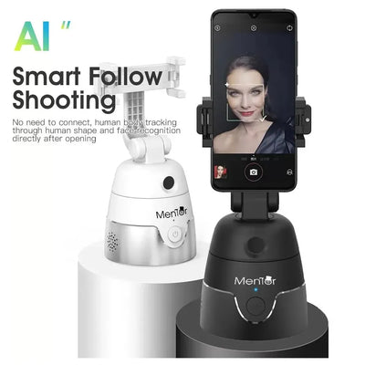 📱 Suport Telefon Smart cu Urmărire Facială, Rotație 280° și Telecomandă – Negru (T6A1B)