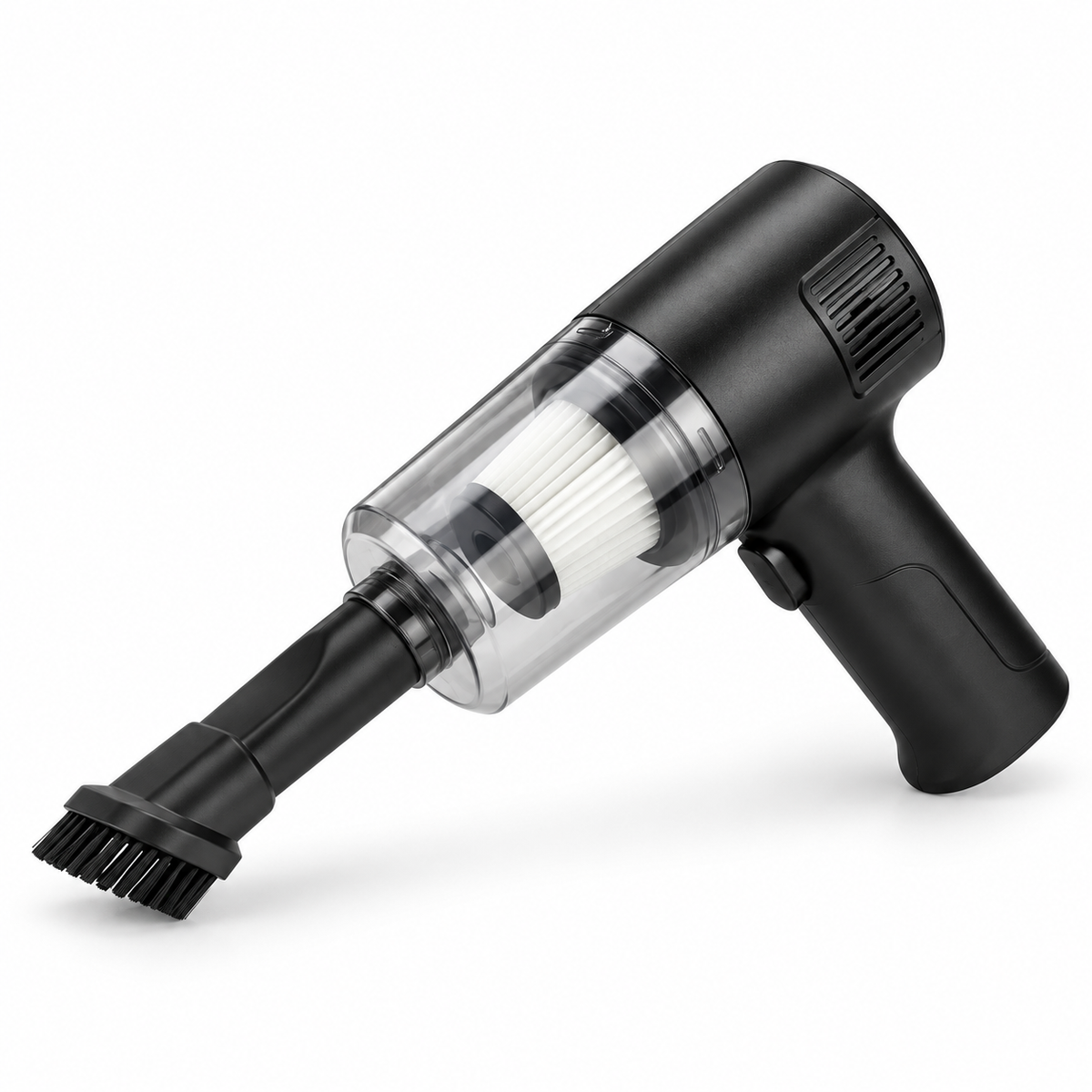 Aspirator auto portabil S-Eye 2 în 1, cu recipient transparent, filtru și perie