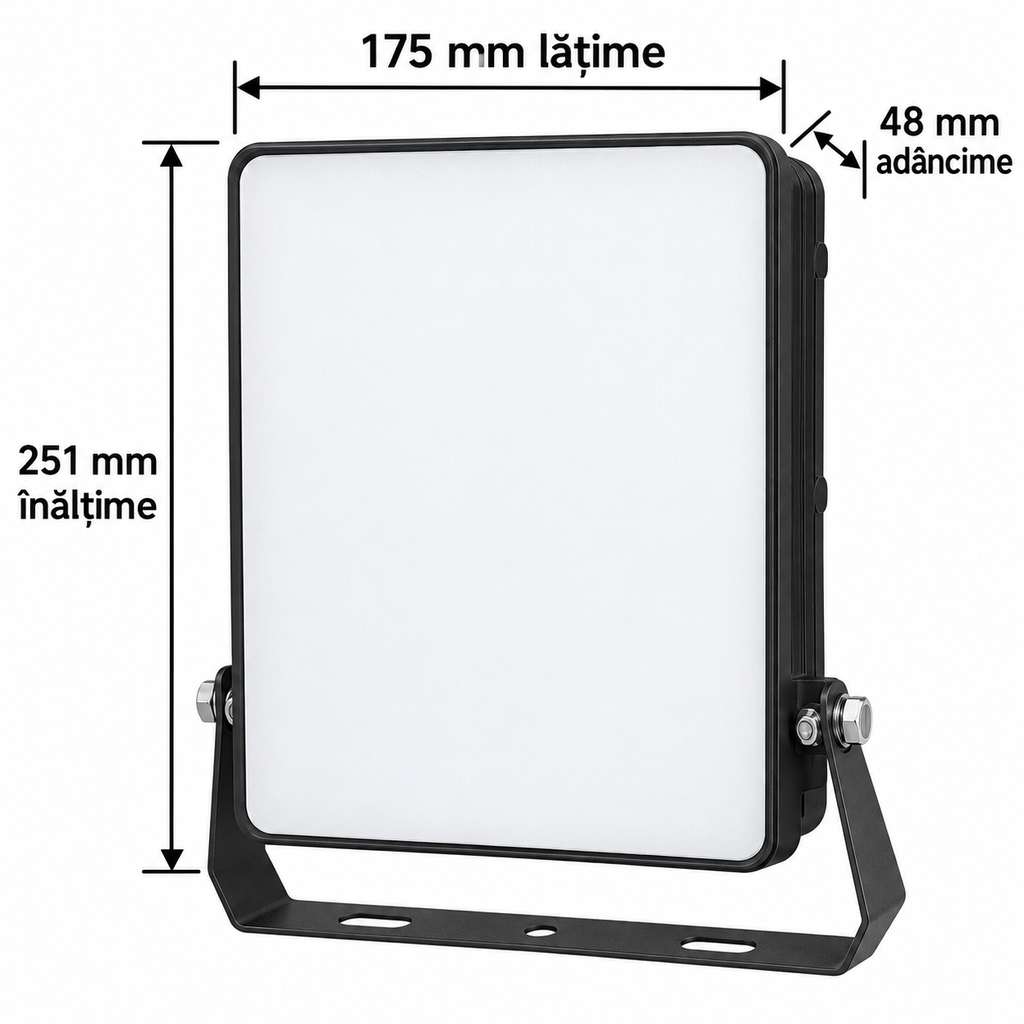 Dimensiunile proiectorului LED Baltimore: 175 × 251 × 48 mm