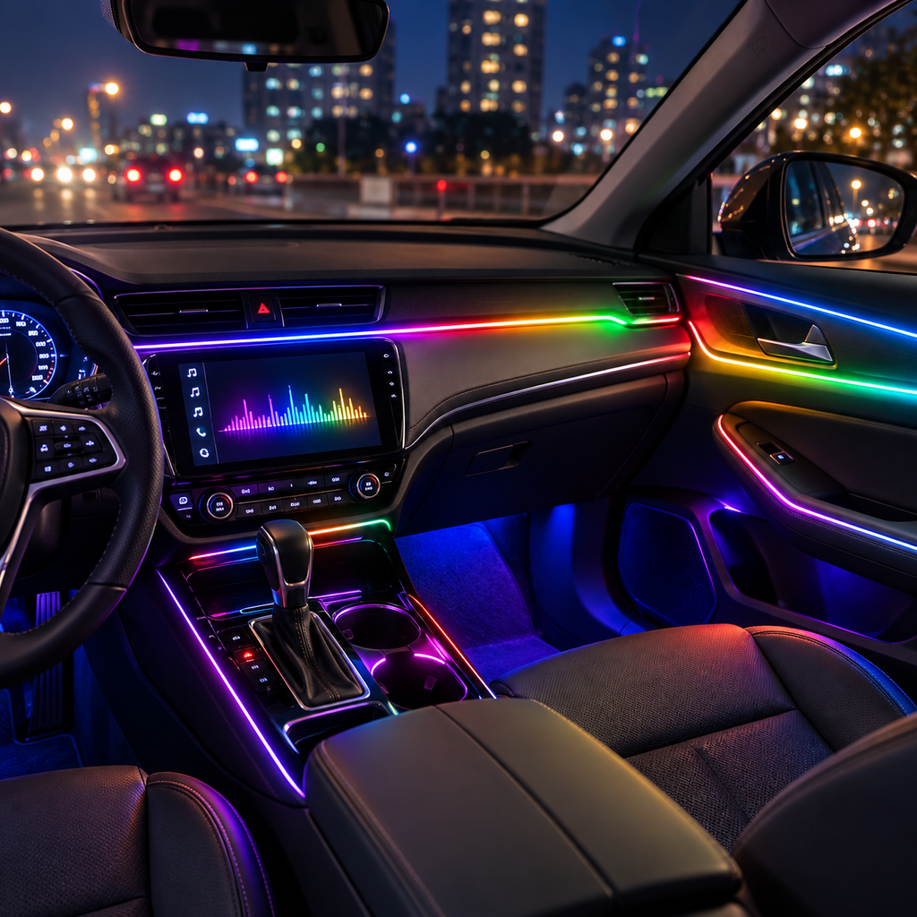 Iluminare ambientală RGB cu efect muzical