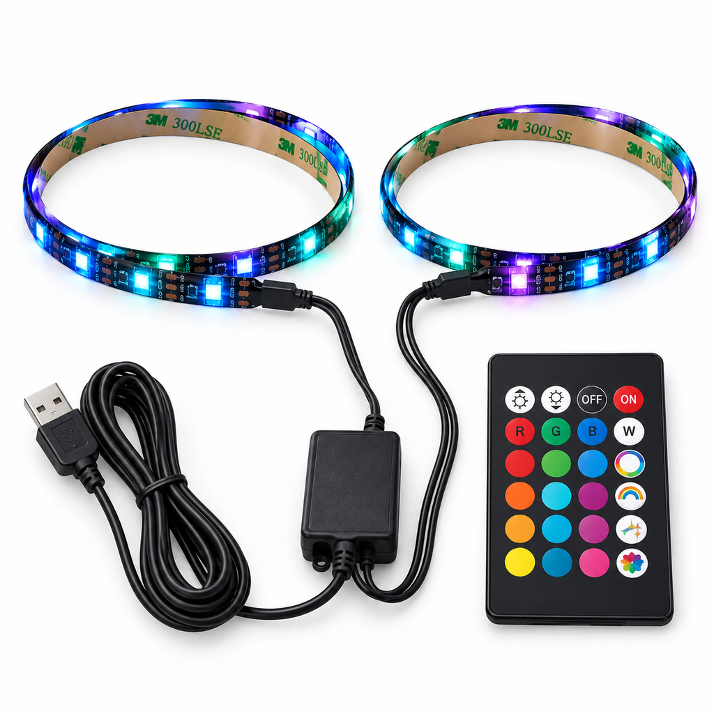 Kit bandă LED Grundig 2 x 50 cm, telecomandă și alimentare USB