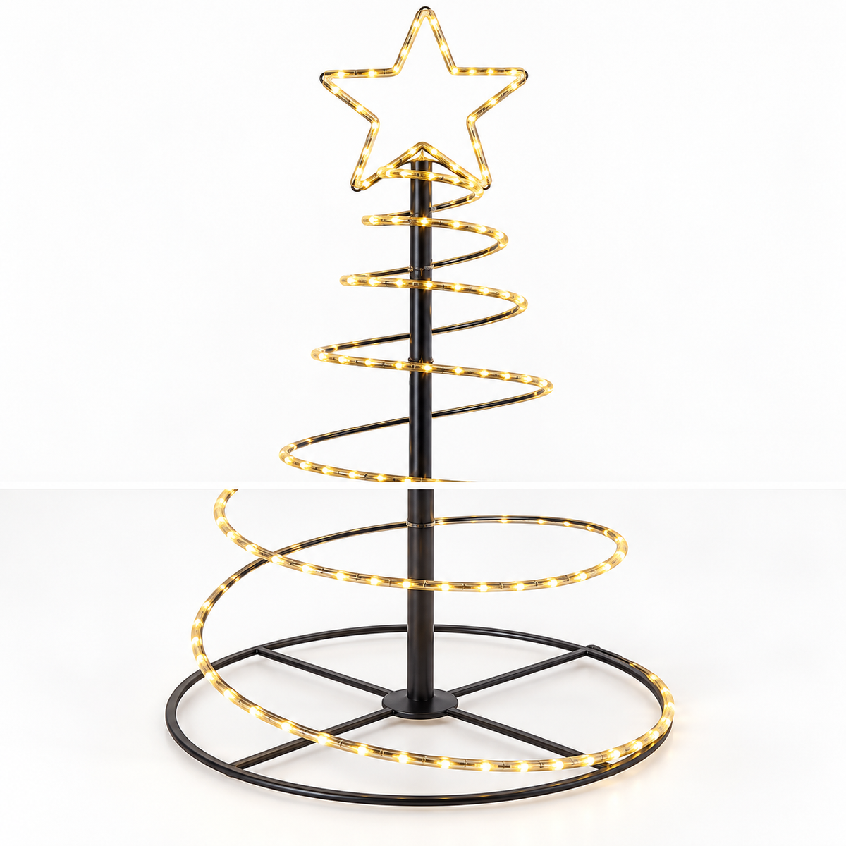 Brad spiral LED 120 cm, detaliu stea și bază