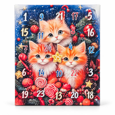 🐱 Calendar de Advent cu Recompense pentru Pisici – 155 g, Pui, Rață, Somon și Ton, 7 Tipuri de Snackuri