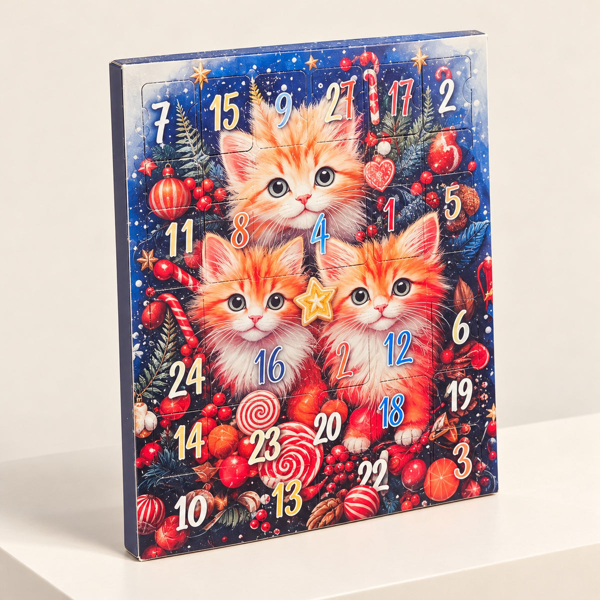 Calendar de Advent cu ciocolată 155 g, ilustrație cu trei pisici, cadru 2