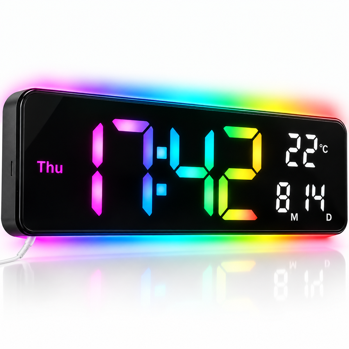 Pachet cadou: ceas de perete digital LED RGB 39 cm