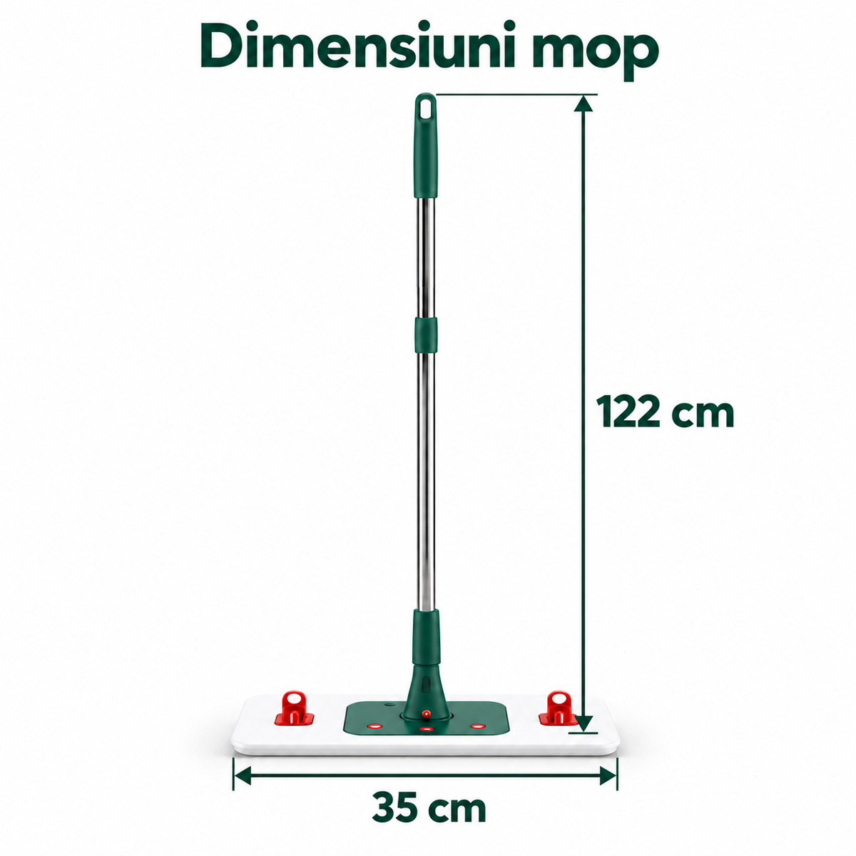 Mop Click & Clean ClarSanit, lungime 122 cm și lățime cap 35 cm
