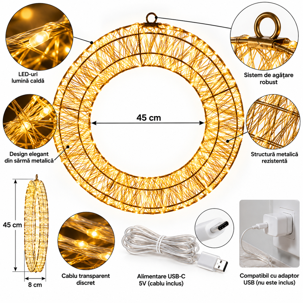 Coroniță LED, construcție, iluminare și alimentare