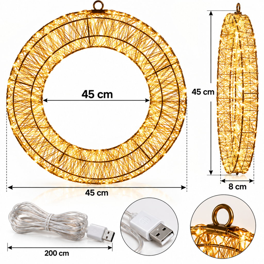 Coroniță LED, dimensiuni 45 cm