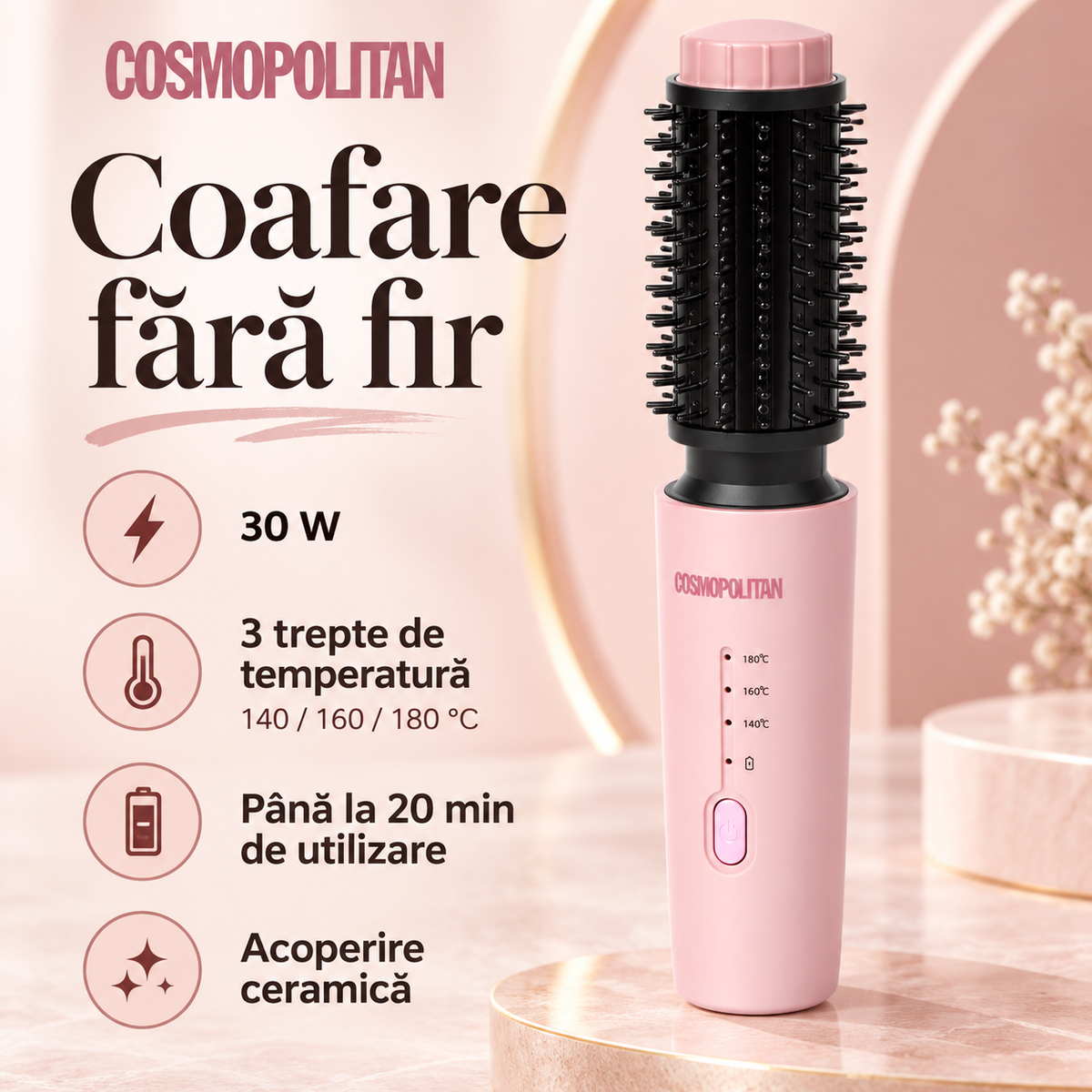 Perie termică wireless Cosmopolitan roz, 03-technicalproduct