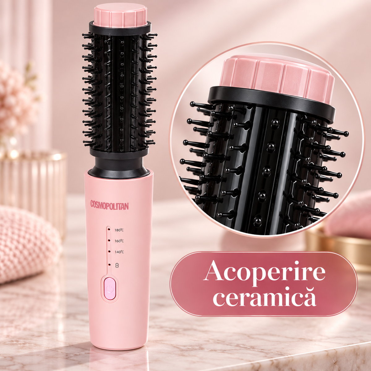 Perie termică wireless Cosmopolitan roz, 05-detailview