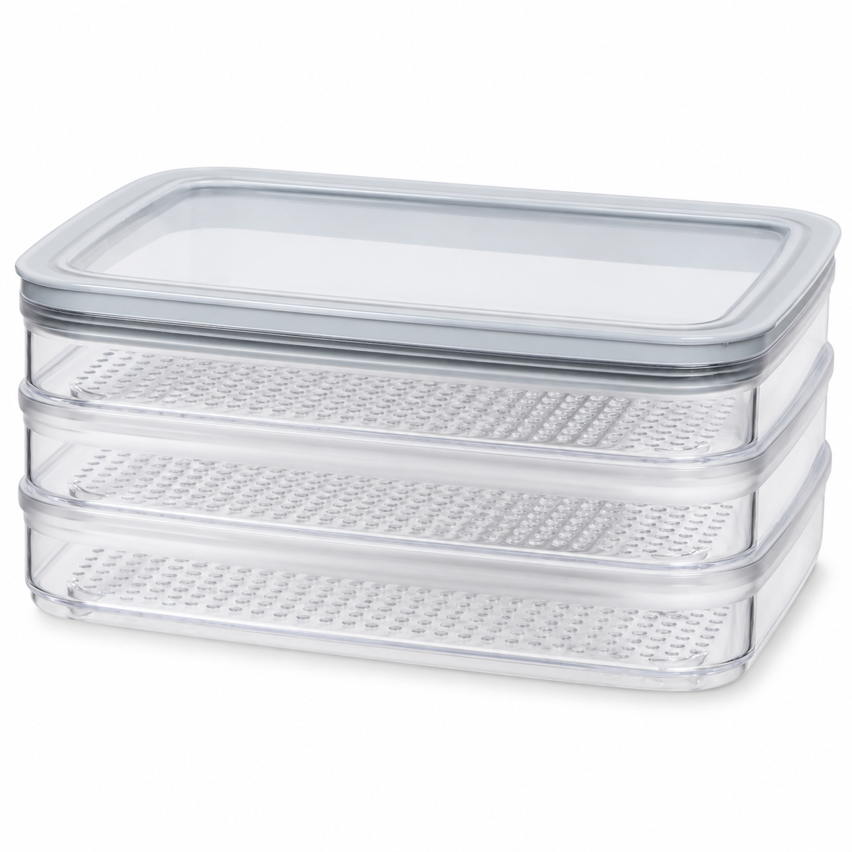 Set trei caserole Curver transparente pe fundal alb