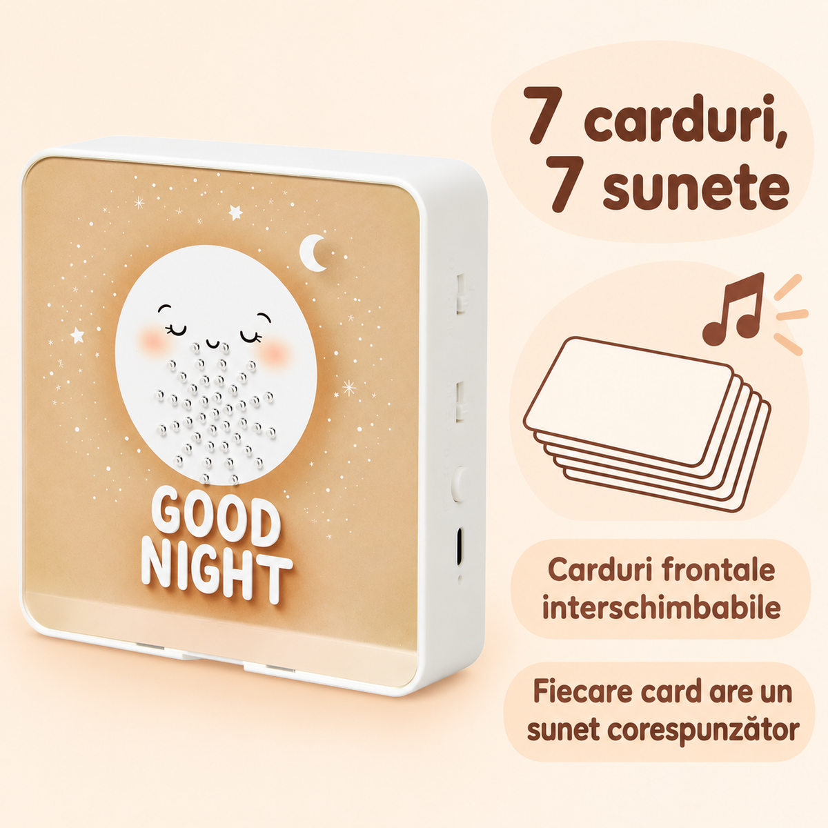 Deluxa: 7 carduri interschimbabile cu sunete corespunzătoare