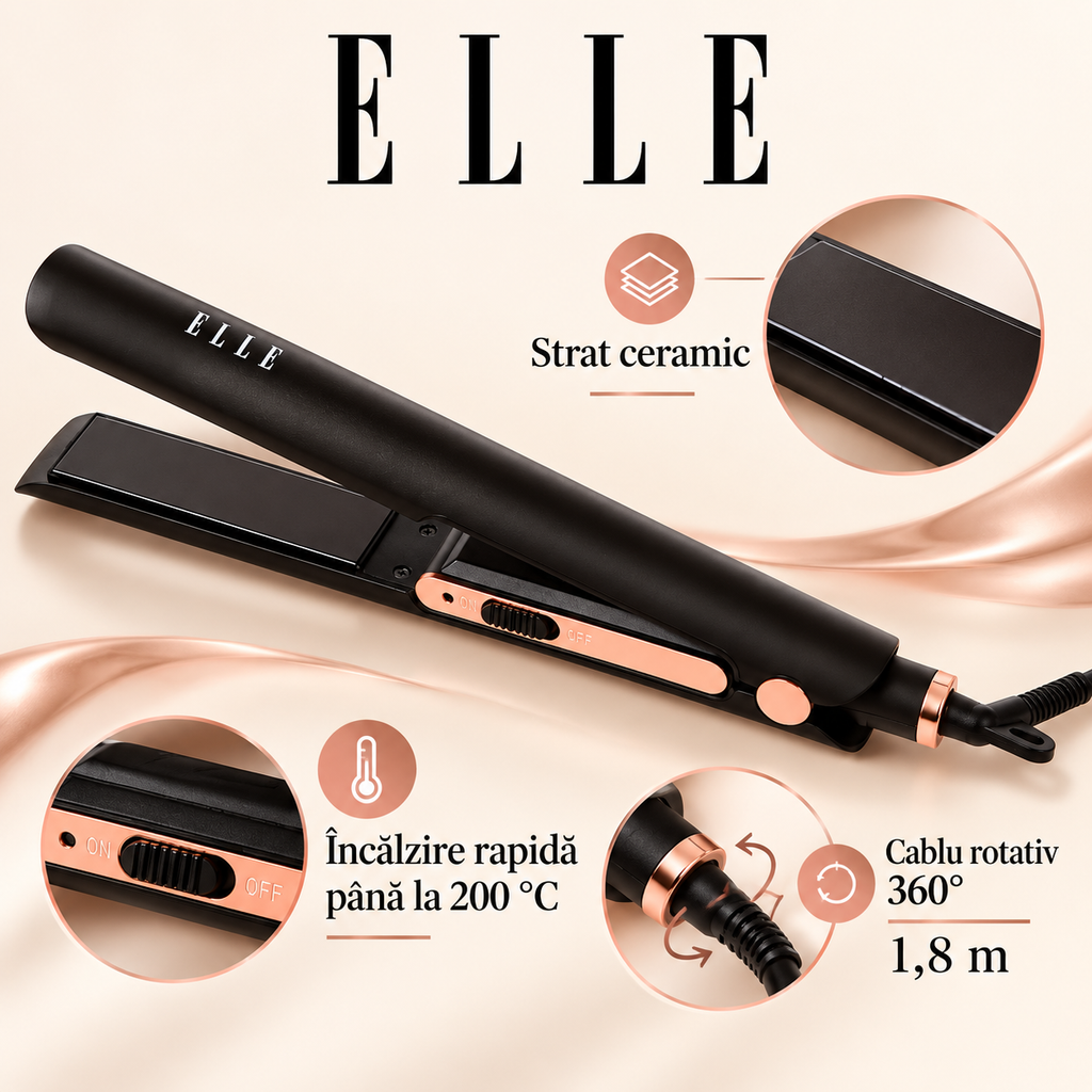 Placă de îndreptat părul ELLE, 10-showcase